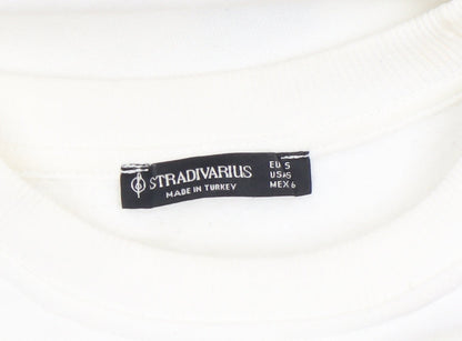 Womens UK Size S Stradivarius White Pullover Sweatshirt