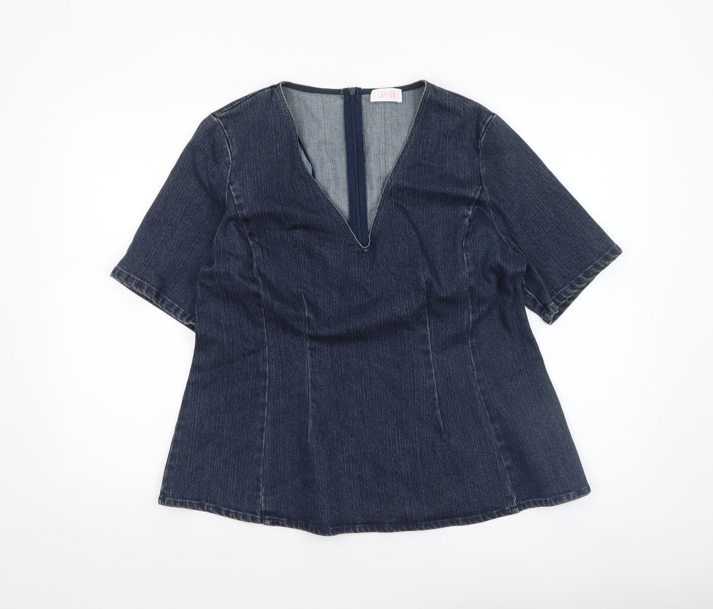 Womens UK Size 14 Savida Blue Basic Blouse