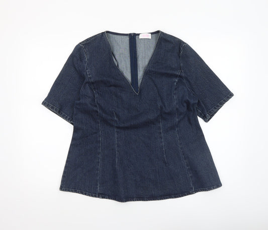 Womens UK Size 14 Savida Blue Basic Blouse