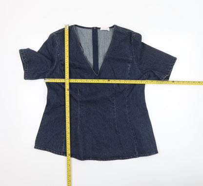 Womens UK Size 14 Savida Blue Basic Blouse