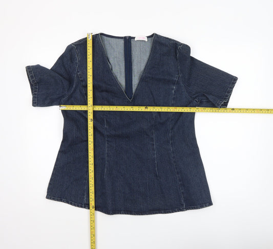 Womens UK Size 14 Savida Blue Basic Blouse