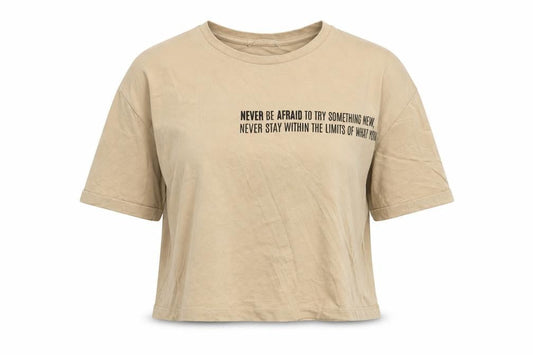 Womens UK Size 6 Stradivarius Beige Cropped T-Shirt