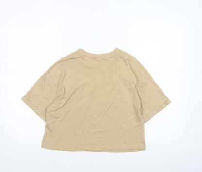 Womens UK Size 6 Stradivarius Beige Cropped T-Shirt