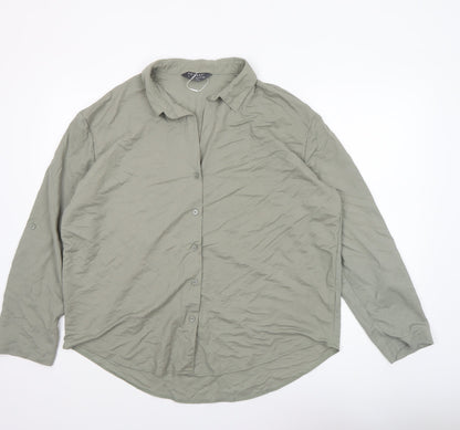 Womens UK Size L Primark Green Basic Button-Up