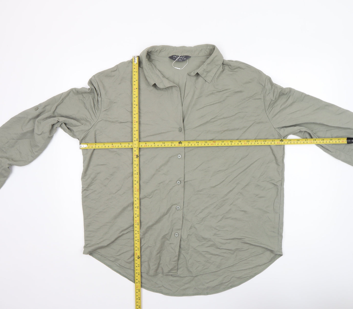 Womens UK Size L Primark Green Basic Button-Up