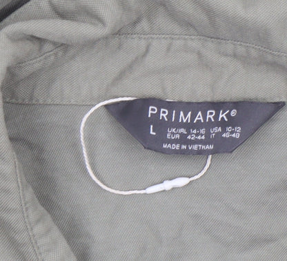 Womens UK Size L Primark Green Basic Button-Up