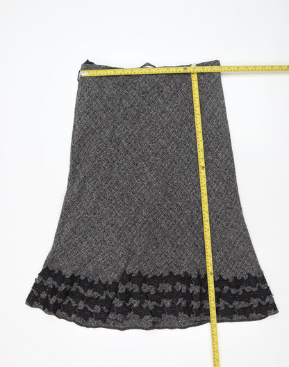 Womens UK Size 16 BM A-Line Tweed Skirt