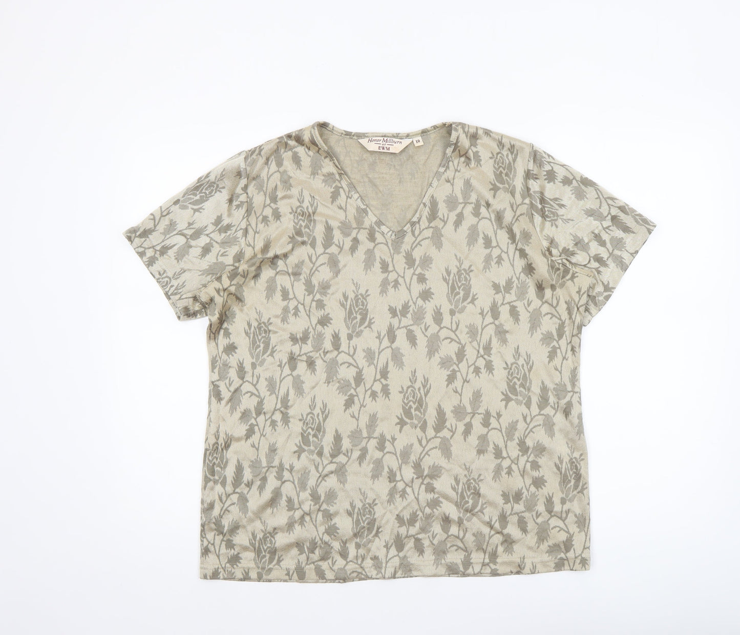 Womens UK Size 18 Honor Millburn at EWM Beige Basic T-Shirt