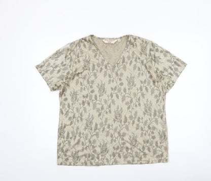 Womens UK Size 18 Honor Millburn at EWM Beige Basic T-Shirt