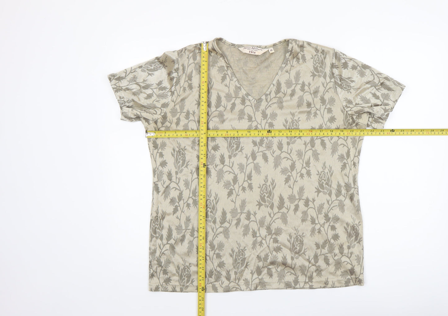 Womens UK Size 18 Honor Millburn at EWM Beige Basic T-Shirt