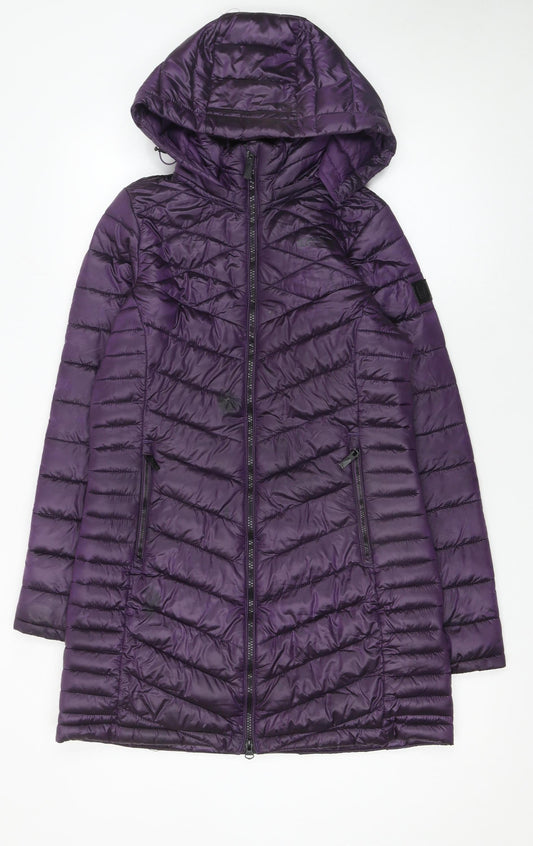 Regatta Women's Purple Long Hooded Puffer Jacket Size 10