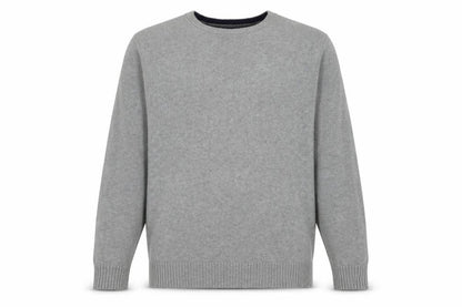 Front view of Maine New England Men’s Grey Cotton Crew Neck Jumper M Classic Knitwear