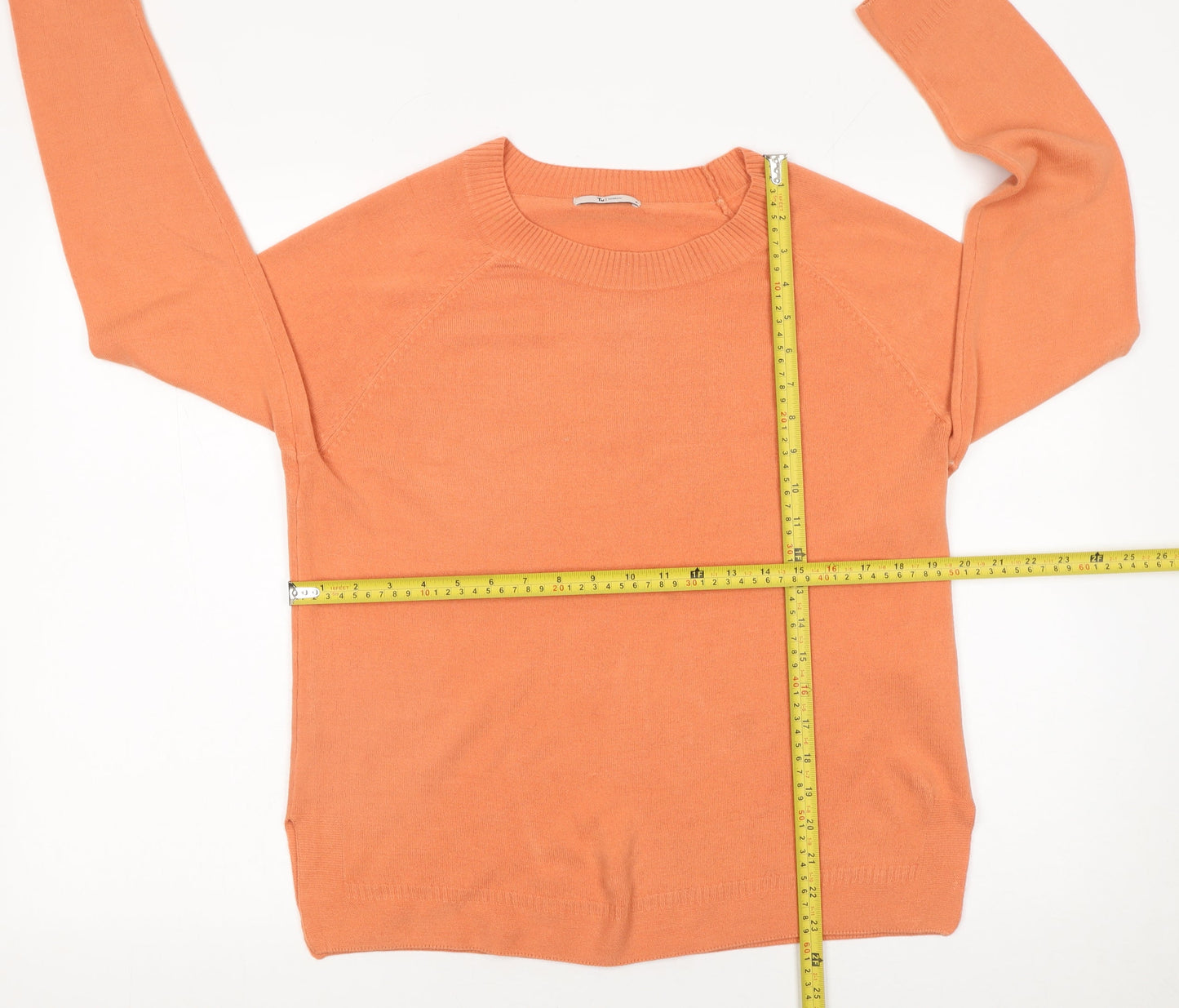 Tu Women’s Orange Crew Neck Acrylic Jumper Size 16