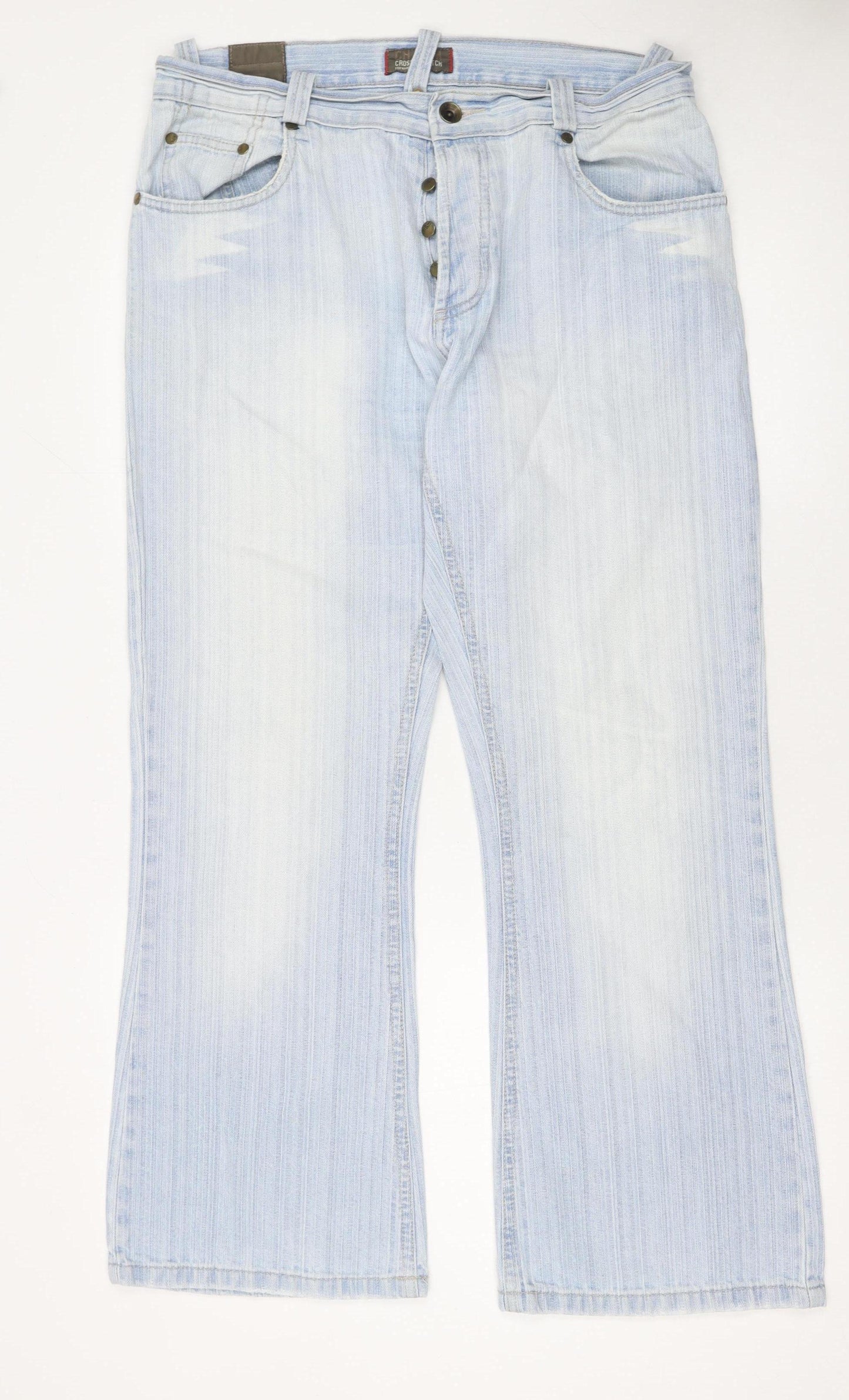 Mens UK Size 34 Crosshatch Regular Fit Straight Blue Jeans