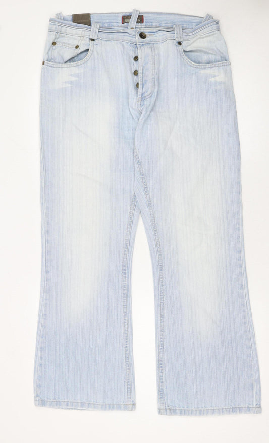 Mens UK Size 34 Crosshatch Regular Fit Straight Blue Jeans