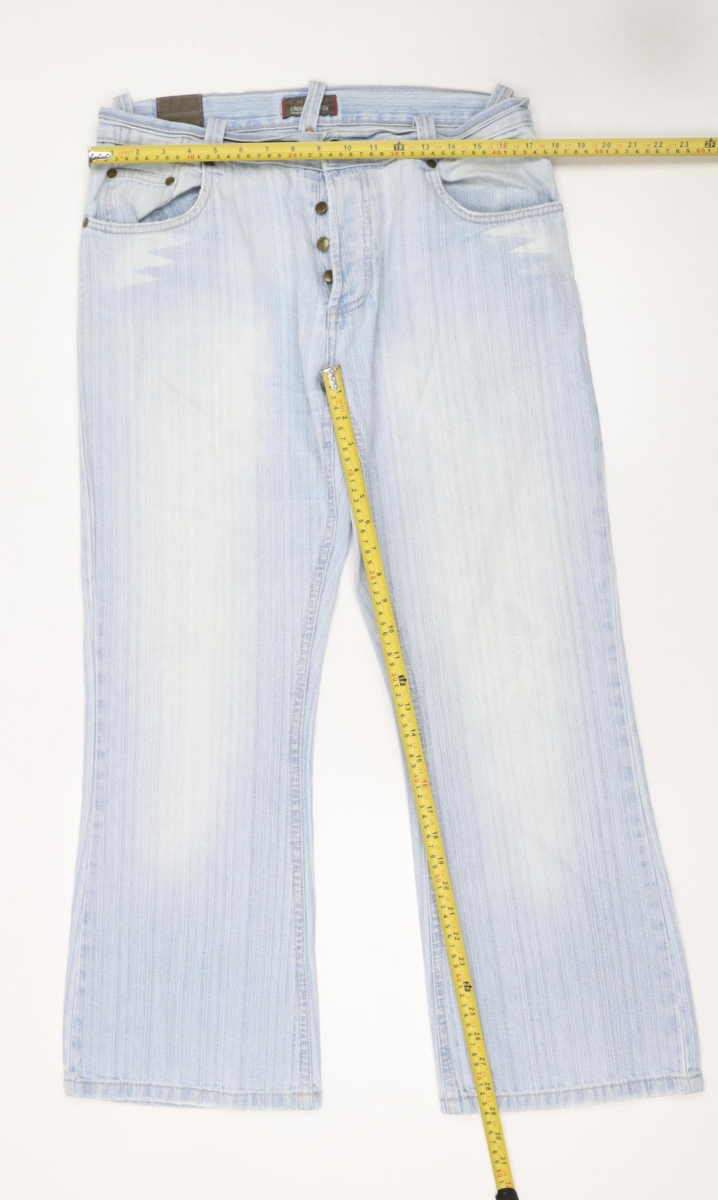 Mens UK Size 34 Crosshatch Regular Fit Straight Blue Jeans