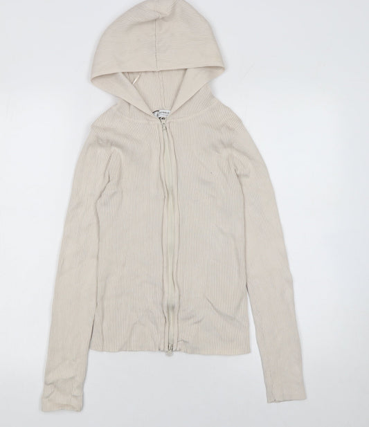 Womens UK Size M Stradivarius Beige Full Zip Jumper