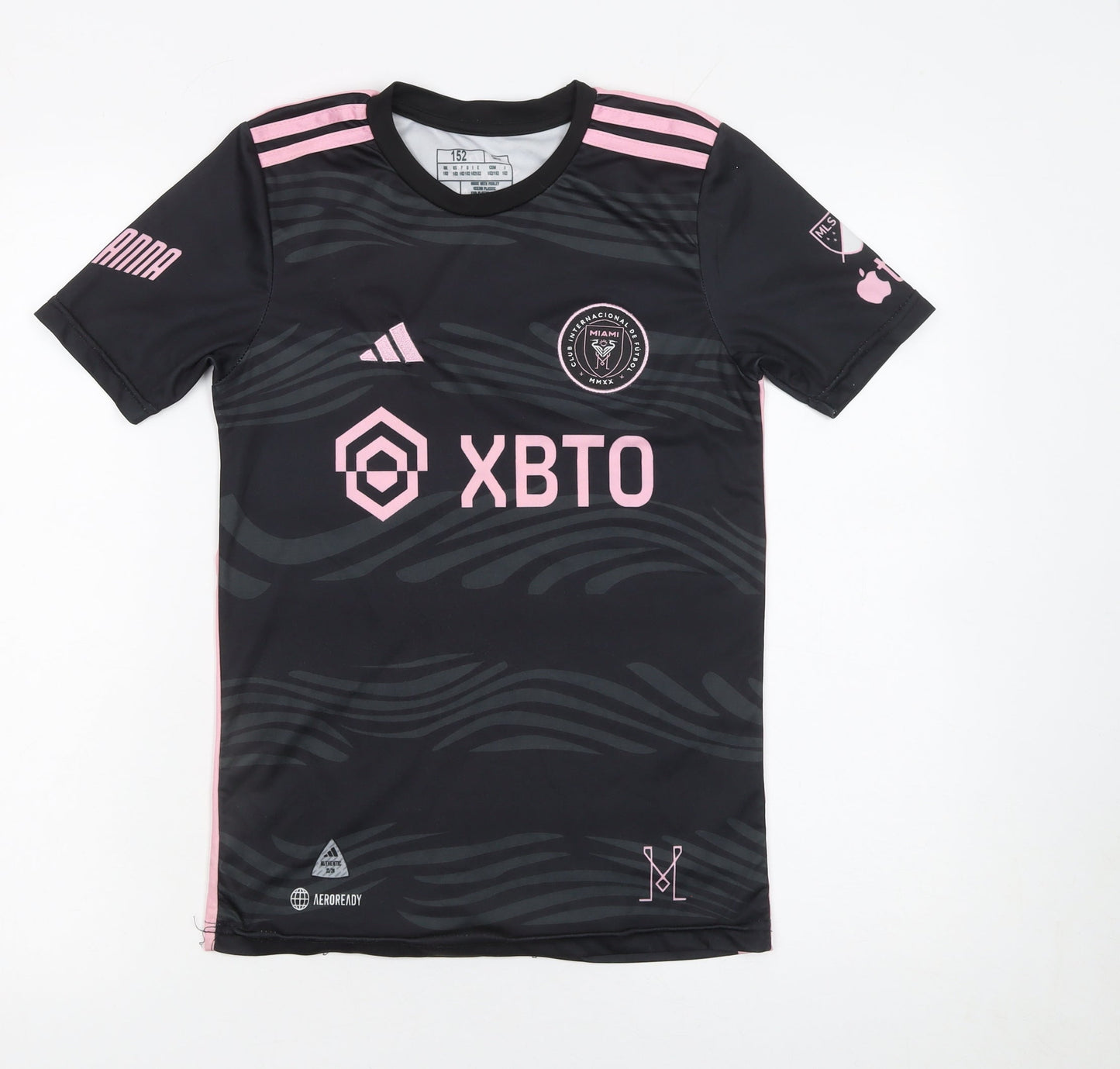Adidas Boys Black Inter Miami Messi 10 Football Jersey Slim Fit Shirt Size 152