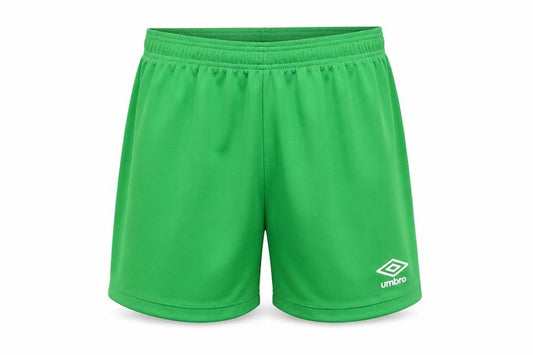 Front view of Umbro boys’ green athletic football shorts ym quick dry sportswear