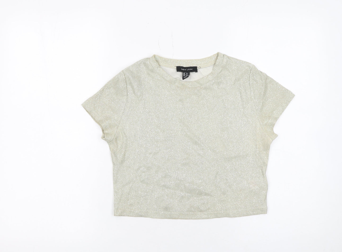 Womens UK Size 8 New Look Gold Cropped T-Shirt