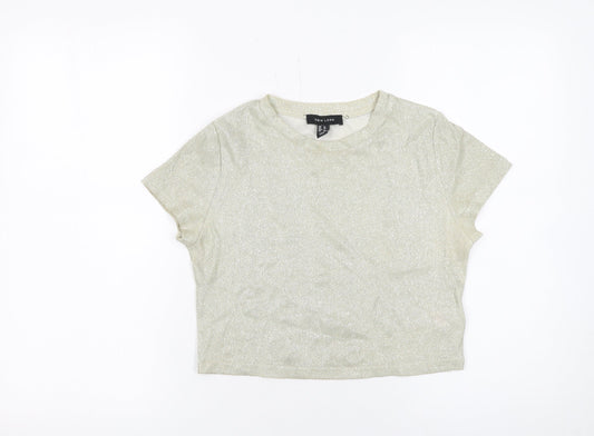 Womens UK Size 8 New Look Gold Cropped T-Shirt