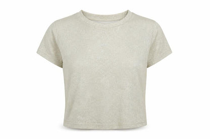 Womens UK Size 8 New Look Gold Cropped T-Shirt