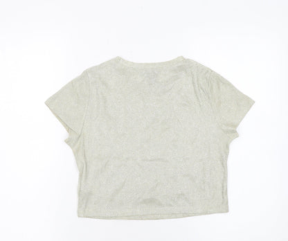 Womens UK Size 8 New Look Gold Cropped T-Shirt