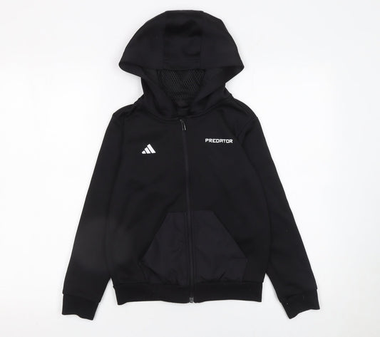 Boys UK Size 9-10 Years adidas Black Full Zip Hoodie
