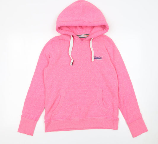 Womens UK Size L Superdry Pink Pullover Hoodie