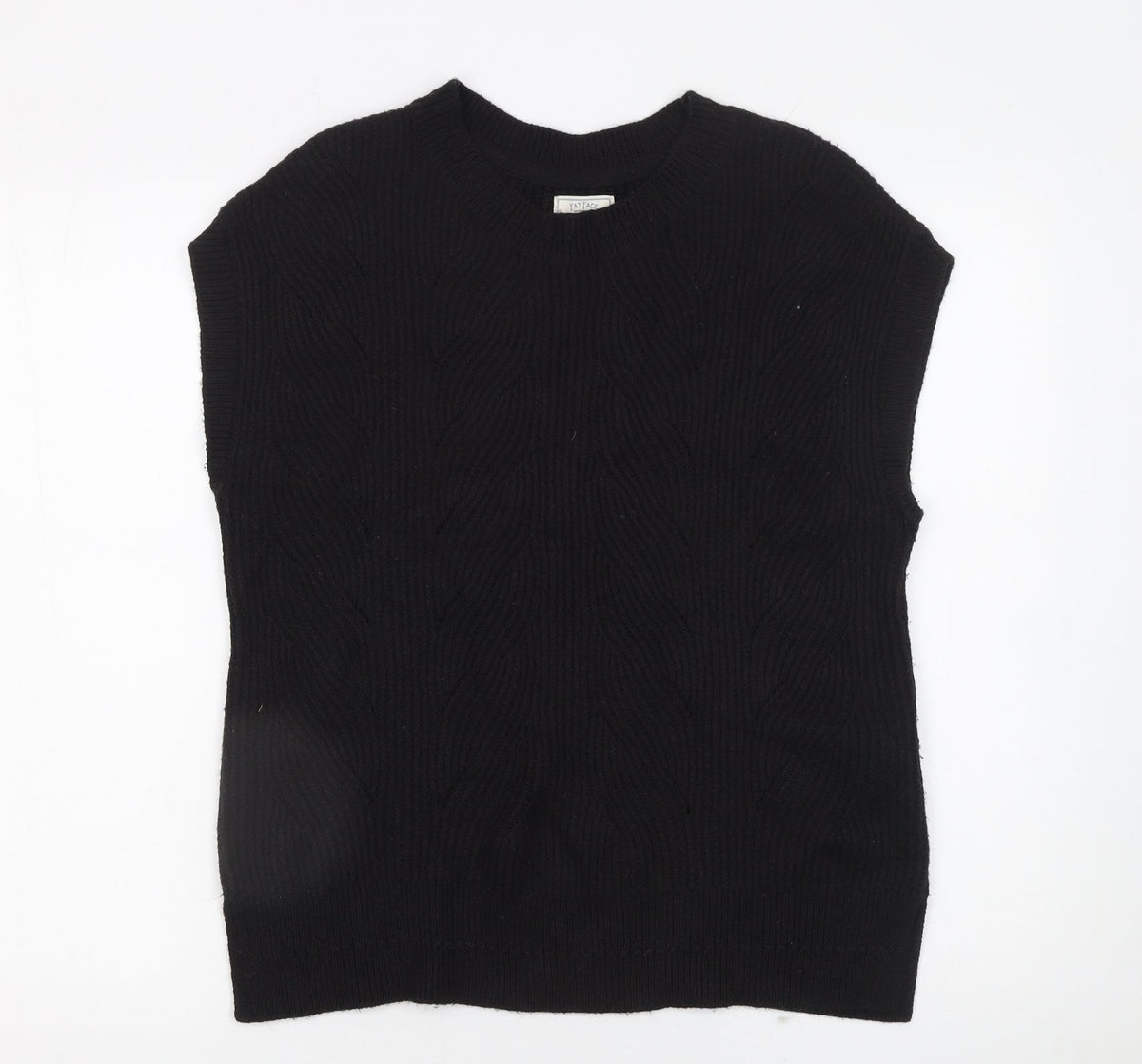FatFace Women's Black Cable Knit Sleeveless Pullover Jumper M