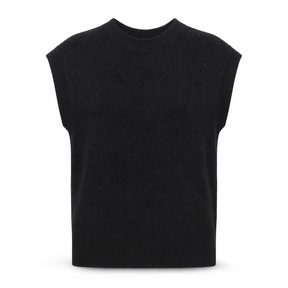 FatFace Women's Black Cable Knit Sleeveless Pullover Jumper M
