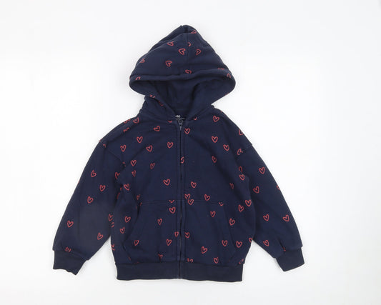 Girls UK Size 4-5 Years Marks and Spencer Blue Full Zip Hoodie