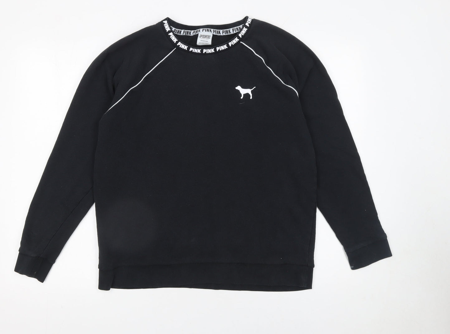 Womens UK Size S PINK Victoria's Secret Black Pullover Sweatshirt