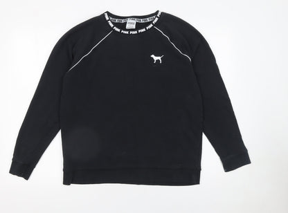 Womens UK Size S PINK Victoria's Secret Black Pullover Sweatshirt