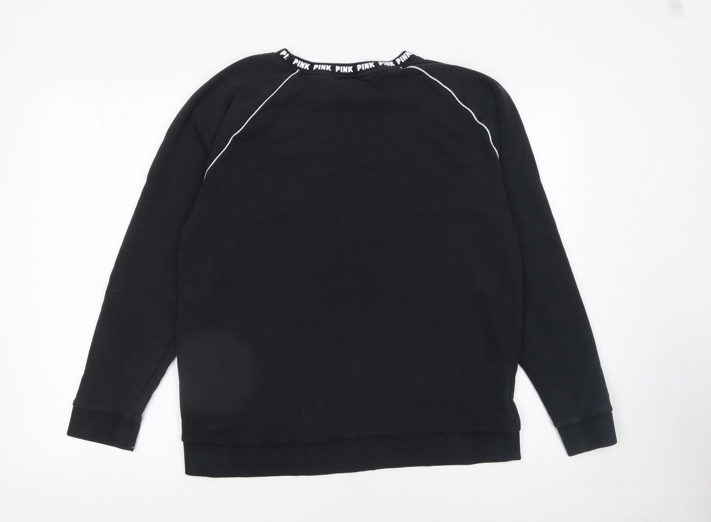 Womens UK Size S PINK Victoria's Secret Black Pullover Sweatshirt