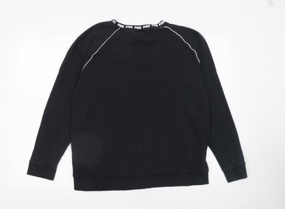 Womens UK Size S PINK Victoria's Secret Black Pullover Sweatshirt