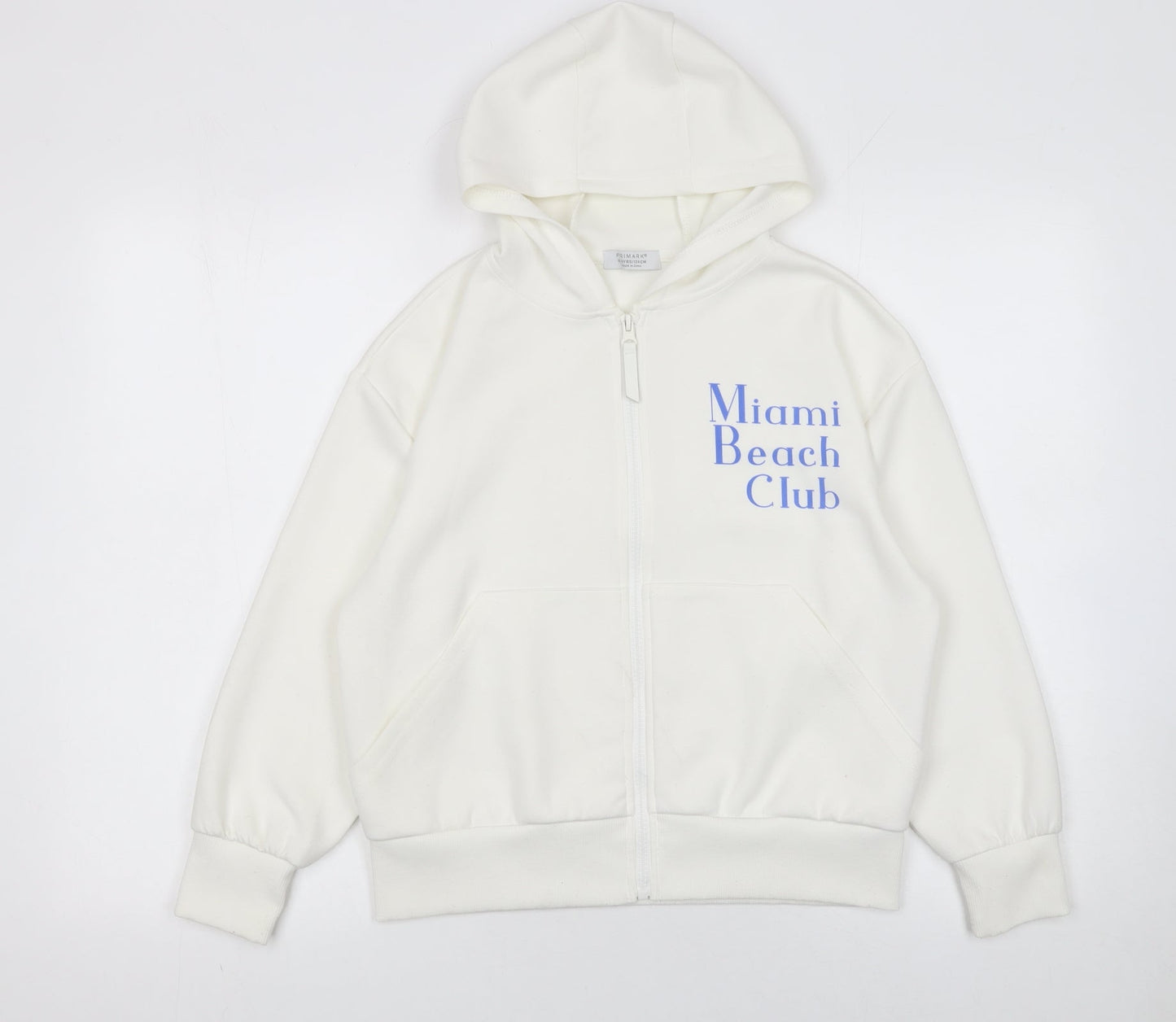 Girls UK Size 8 Years Primark White Full Zip Hoodie