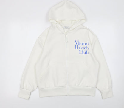 Girls UK Size 8 Years Primark White Full Zip Hoodie