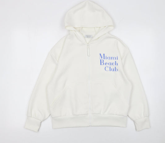 Girls UK Size 8 Years Primark White Full Zip Hoodie