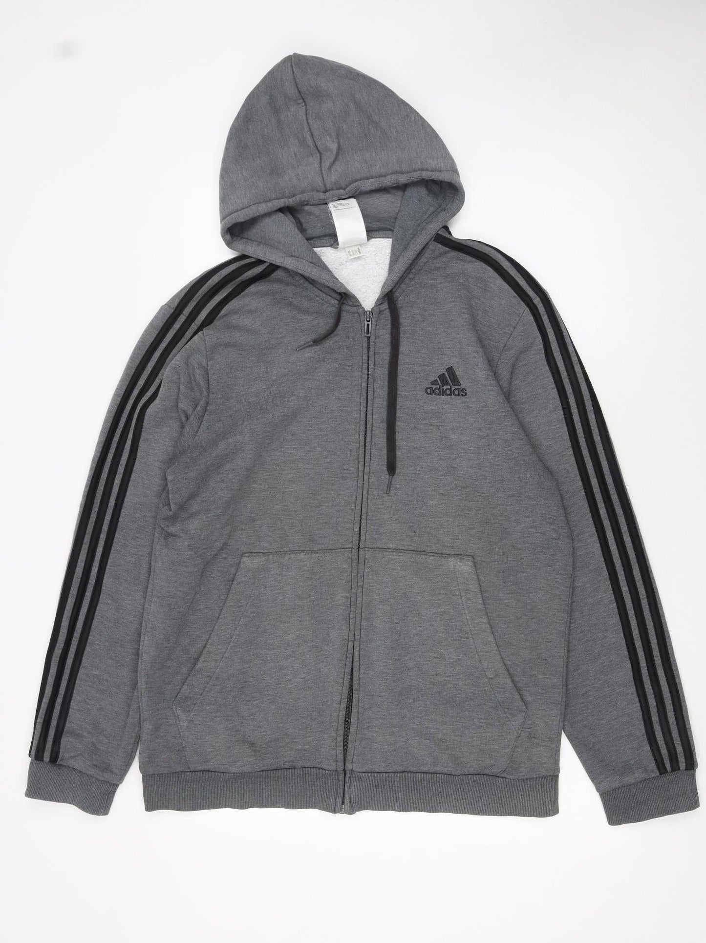 Mens UK Size L adidas Grey Full Zip Hoodie