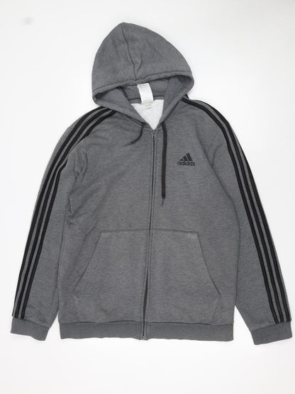 Mens UK Size L adidas Grey Full Zip Hoodie