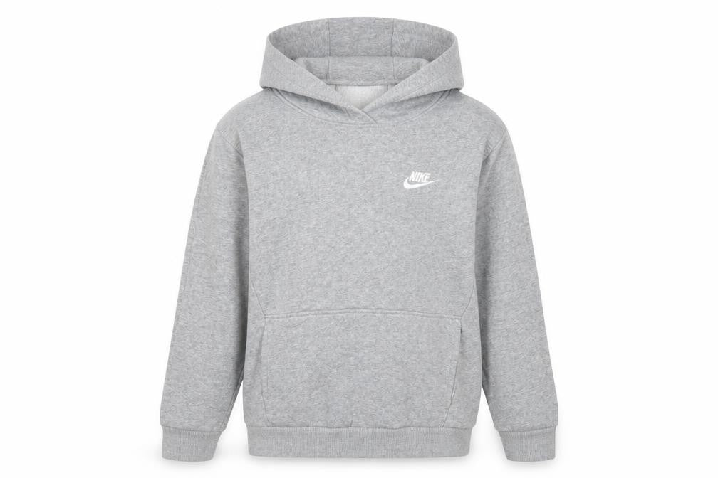 Front view of Nike boys’ grey pullover hoodie l 147-158cm fleece cotton blend