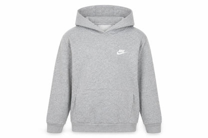 Front view of Nike boys’ grey pullover hoodie l 147-158cm fleece cotton blend