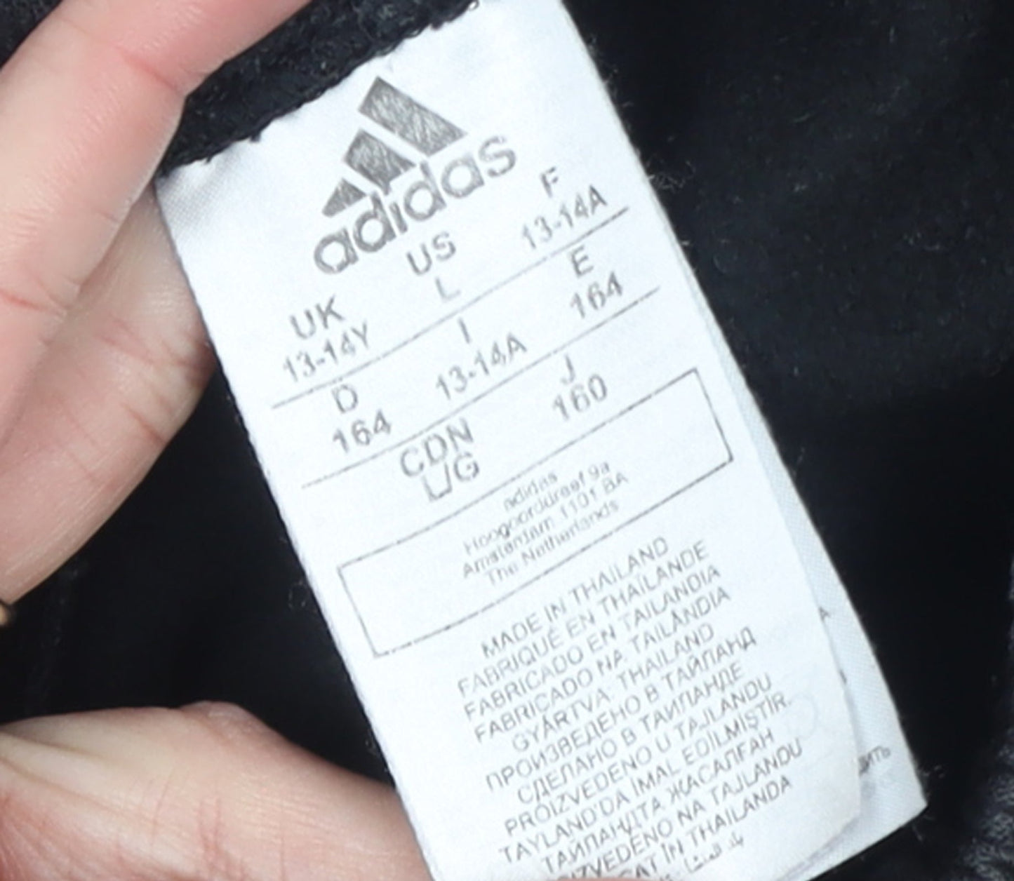 Boys UK Size 13-14 Years adidas Regular Fit Jogger Black Trousers