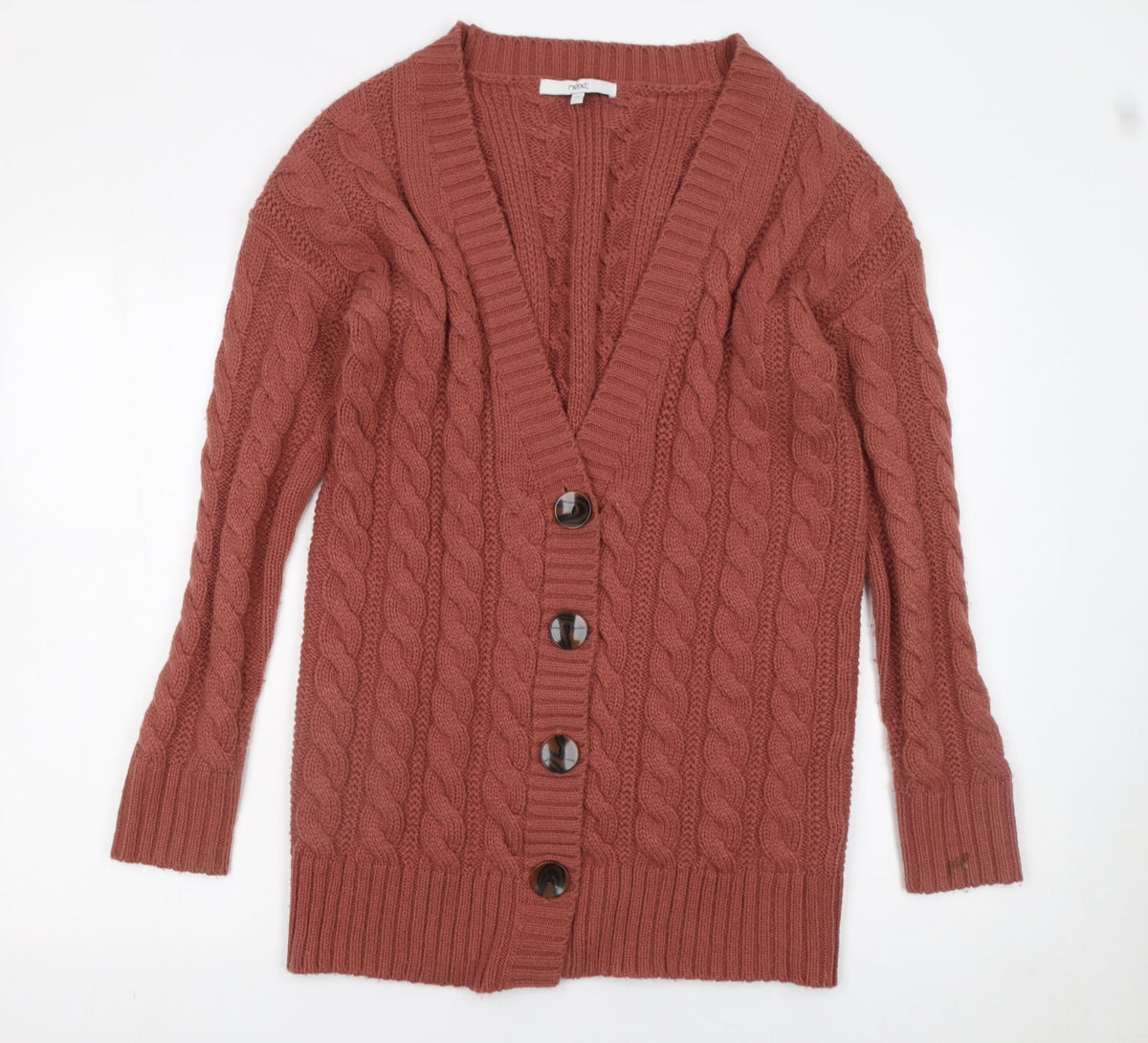 Womens UK Size XS NEXT Brown Cardigan Jumper