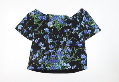 Womens UK Size 12 Warehouse Black Off the Shoulder Blouse