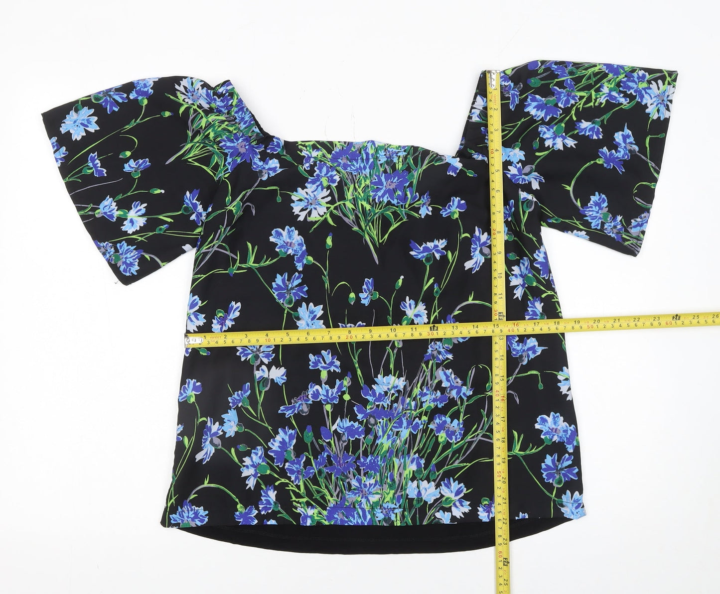 Womens UK Size 12 Warehouse Black Off the Shoulder Blouse