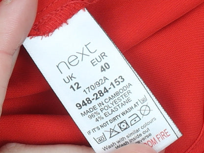 Womens UK Size 12 NEXT Red Tunic Blouse