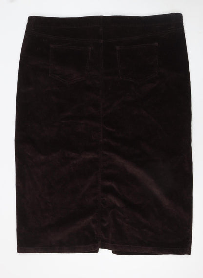 Tu Women Brown Corduroy Pencil Skirt Size 24 Stretch Pockets