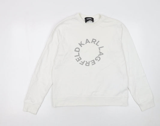 Womens UK Size M Karl Lagerfeld White Pullover Sweatshirt